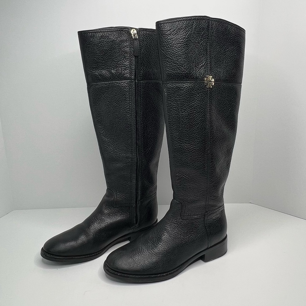 Tory Burch Riding Boots Black Leather Size 5